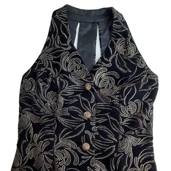 Vintage 90s Mini Cocktail Dress Button Front Waistcoat Velour Black Sexy NWT - Picture 8 of 15